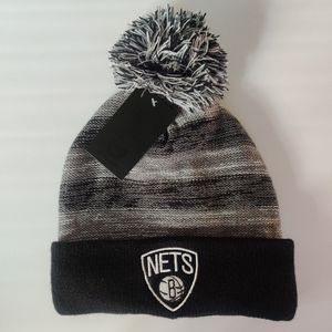 NEW Brooklyn Nets  Black Grey White Pom Pom Hat. NWT